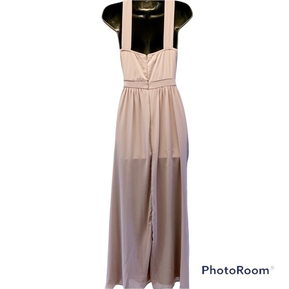 𝅺LULU’S Air of Romance Taupe Maxi Dress Size Medium - Picture 3 of 11